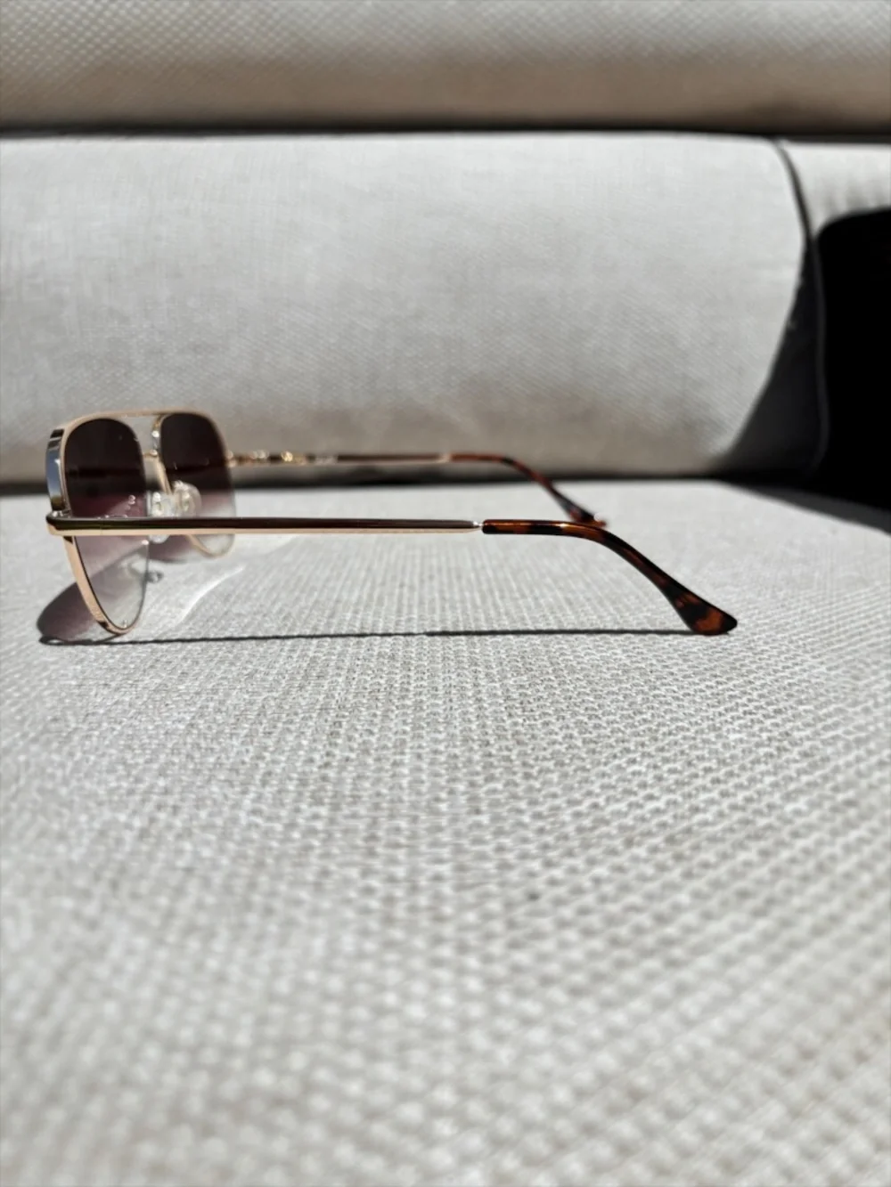 Quay High Key Mini (Large) Gold Frame w/Brown Fade Aviator Sunglasses - Picture 7 of 8